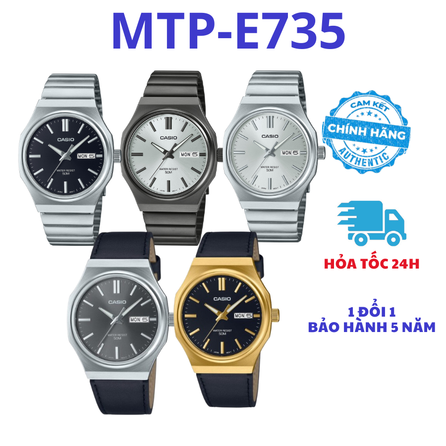 Đồng hồ nam sang trọng, chống nước [MTP-E735 Full mẫu]