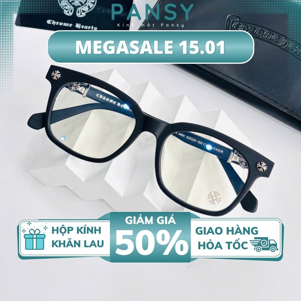 Mắt Kính Vuông CH2273 Cao Cấp Bản Lề Kim Loại Thời Trang Nam Nữ - Phiên Bản Đen Nhám Sang Trọng Dori