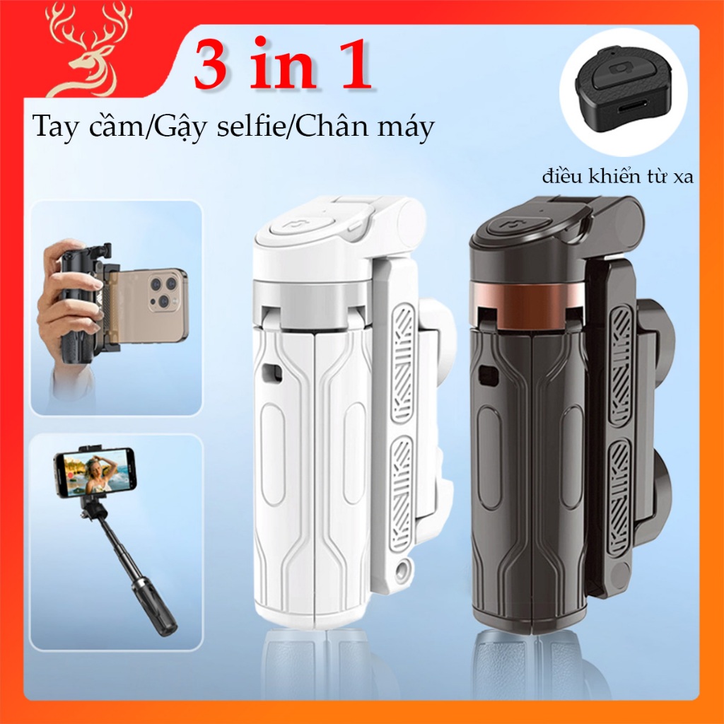 Gậy Tự Chụp Bluetooth 3 Trong 1 Mini 4 Chân Có Điều Khiển Từ Xa Xoay 360 Độ