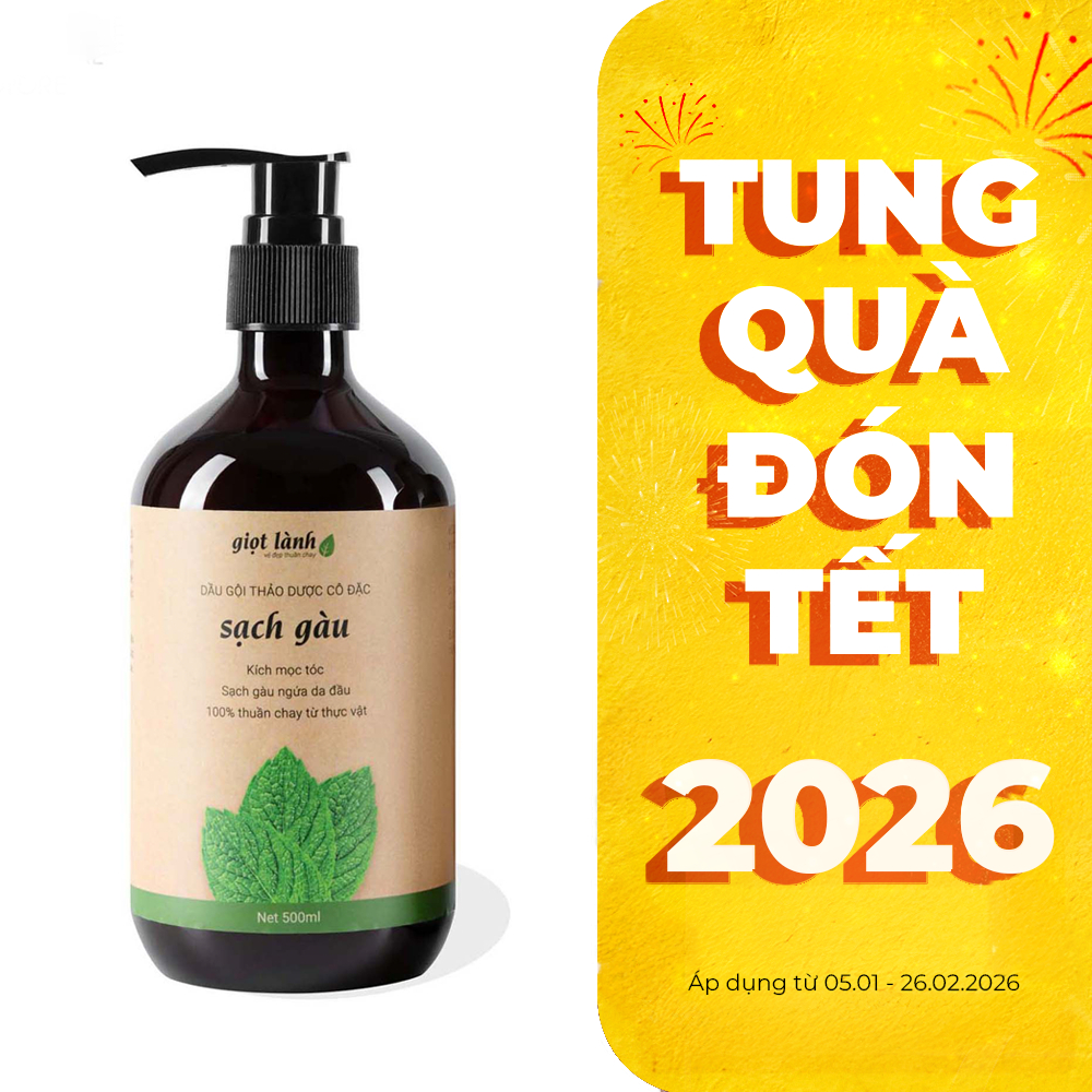 Dầu gội thảo dược Sạch Gàu, dầu gội thuần chay Giọt Lành 500ml