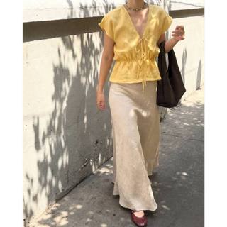 𝗦𝘆 𝗟𝗶𝗻𝗲𝗻 - |BEELY| - Áo Linen thắt nơ cổ V