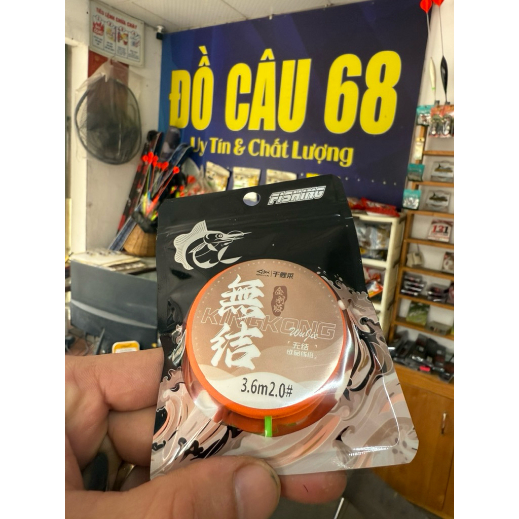 Trục Câu Đài KingKong Dây Câu Cá Buộc Sẵn QuanLiLai Bản Nâng Cấp Gia Cố Dây PE Size 3m6 Đến 6m3