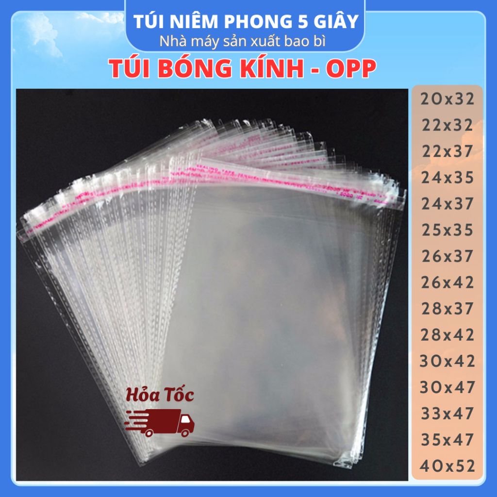 Túi Nilon Keo Dán Miệng OPP Trong Suốt, Bọc Kiếng, Đóng Gói, Đựng Phụ Kiện, Quần Áo – 1 Kg