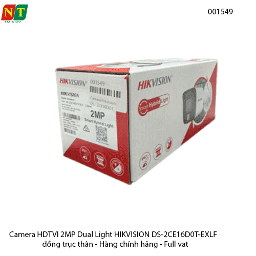 Camera HDTVI 2MP Dual Light Hikvision DS-2CE16D0T-EXLF – Full HD 1080P – IR 20–25m – IP67 – Vỏ nhựa 