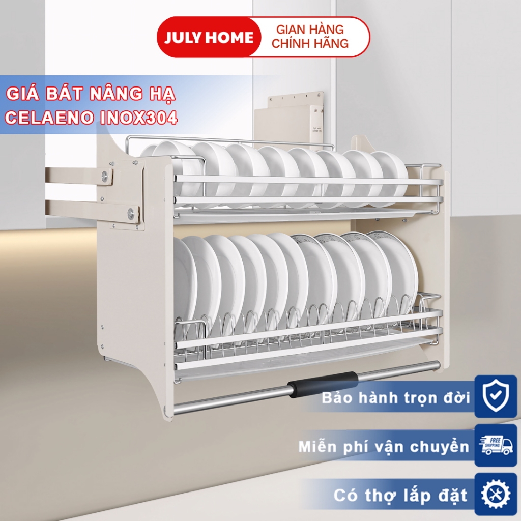 Giá Bát Nâng Hạ Tủ Bếp, Giá Nâng Hạ Tủ Bếp CELAENO Inox304 Cao Cấp (Bảo Hành Máy 10 Năm-Có Thợ Lắp)