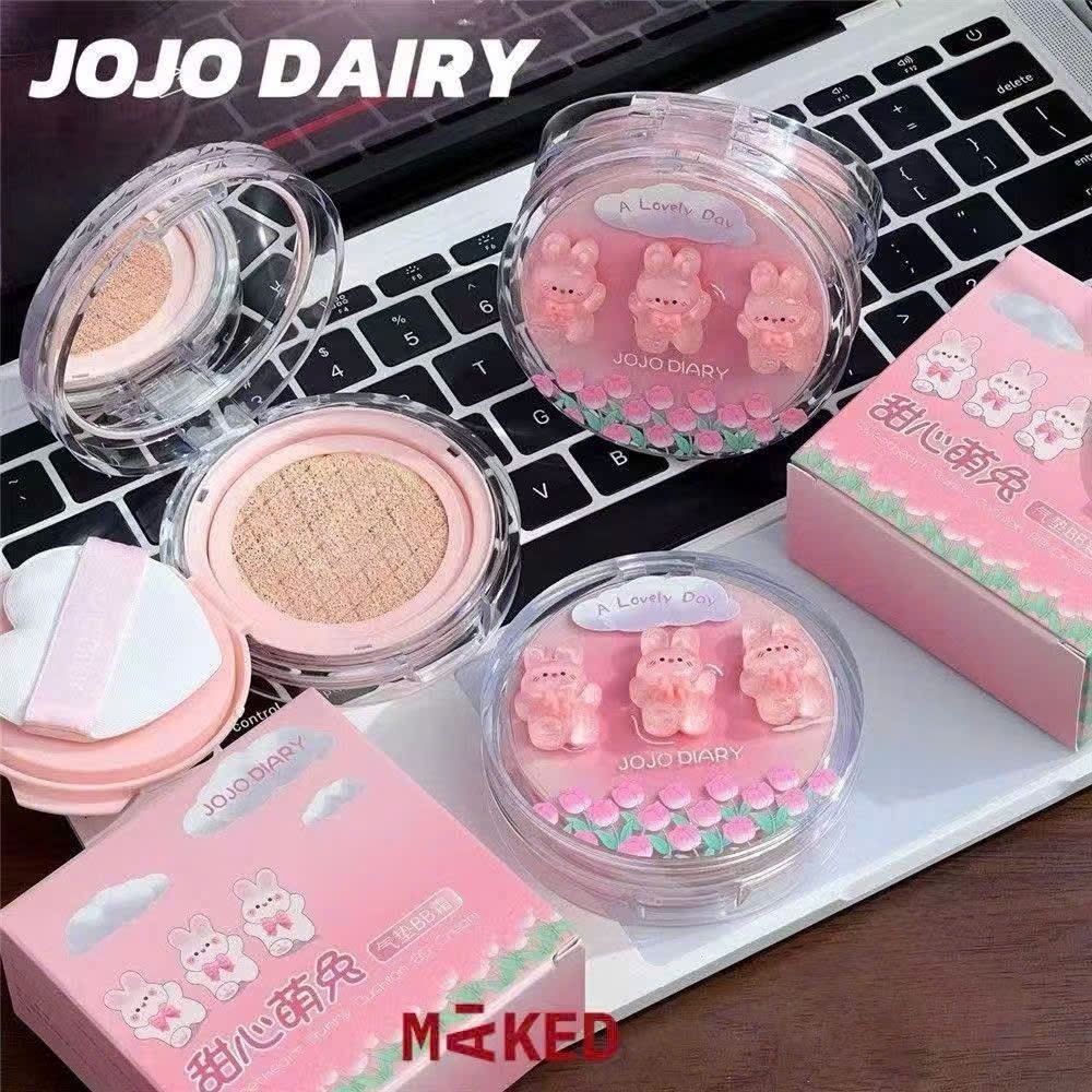 Cushion JOJO DIARY Hồng Hỗ Trợ Nền Mỏng Nhẹ Kèm Charm Thỏ