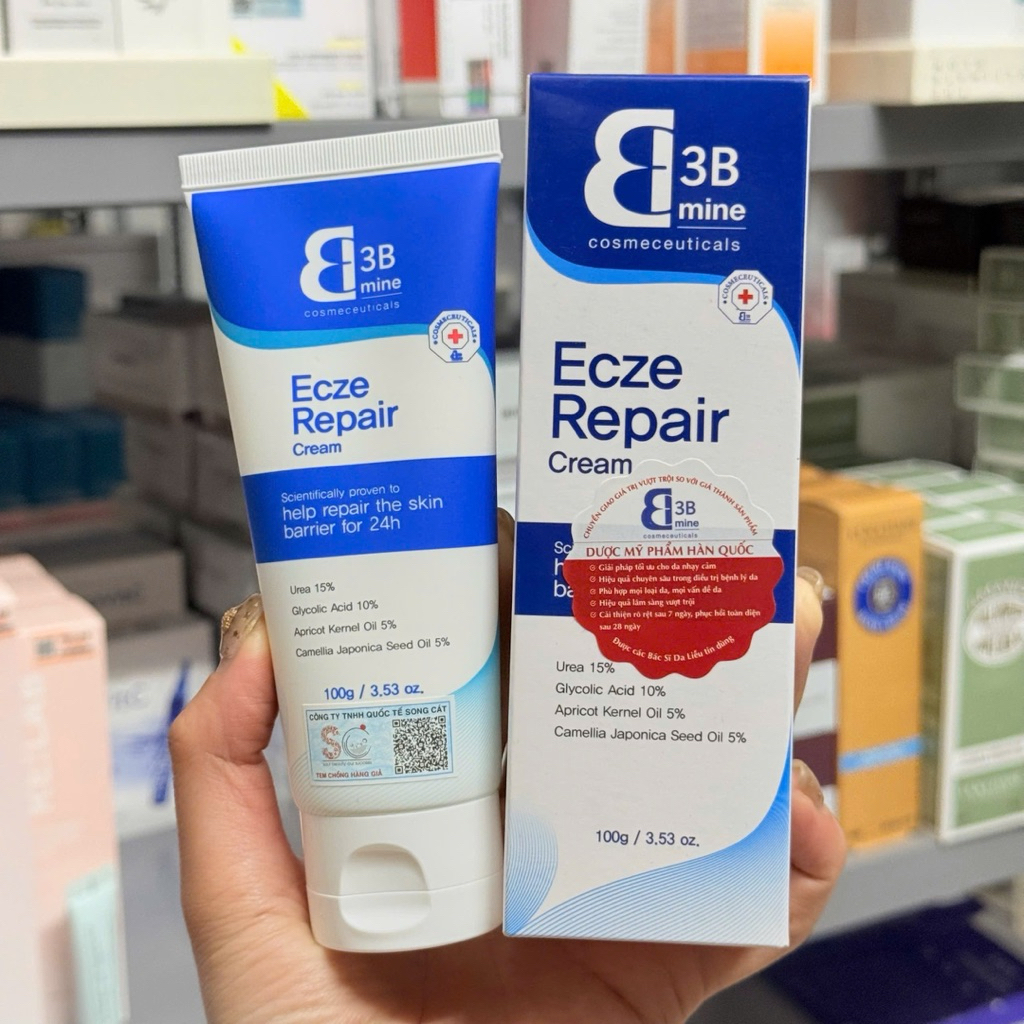 (ĐMN) 3Bmine Cosmeceuticals Ecze Repair CreamKem Dưỡng Ẩm Giúp Da Mềm Mại Và Mịn Màng 100gr