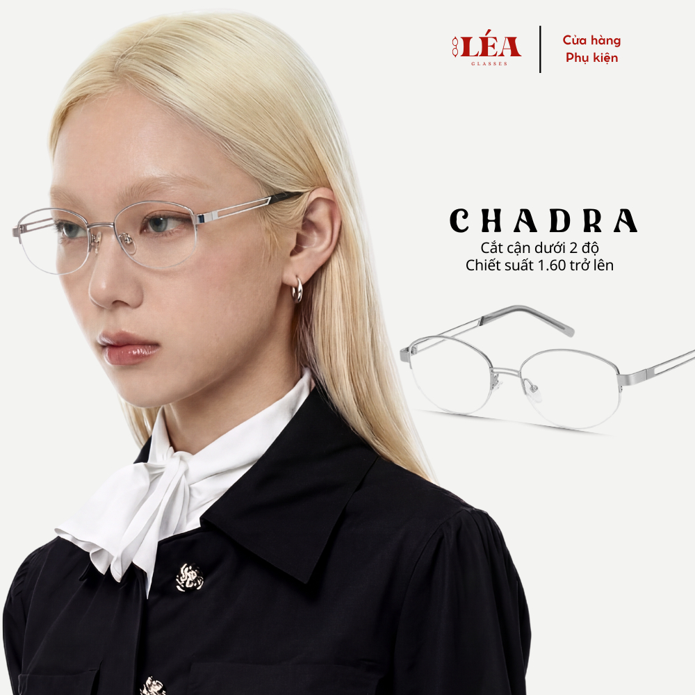 [LÉA GLASSES] Kính Mắt Kim Loại Chuyên Lắp Cận CHADRA cao cấp Bayonetta Y2K Vuông Vintage HOT TREND