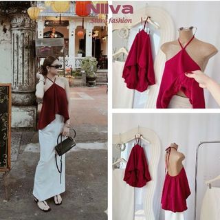 Đầm Midi 2 Dây Tay Bồng Hoa Nhí, Đầm Maxi Nữ 2 Dây Trễ Vai Phối Chân Váy Chất Xô Dáng Trẻ Trung Đi Biển, Đi Tiệc