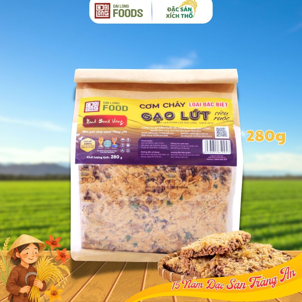 Giòn rụm Cơm cháy GẠO LỨT SIÊU RUỐC - Đặc sản Cơm cháy Đại Long Ninh Bình 280g