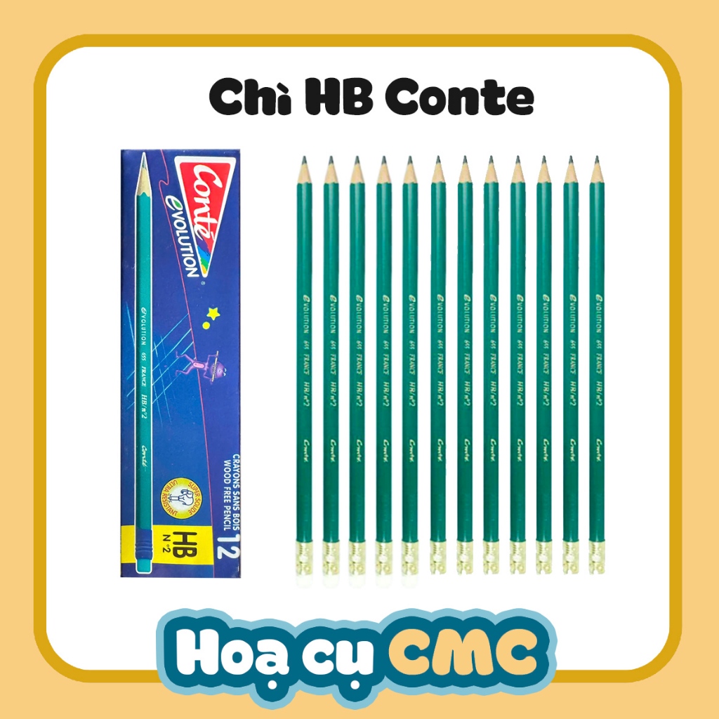 [MYTHUATCMC] Hộp BÚT CHÌ HB xanh CONTE (12 cây)