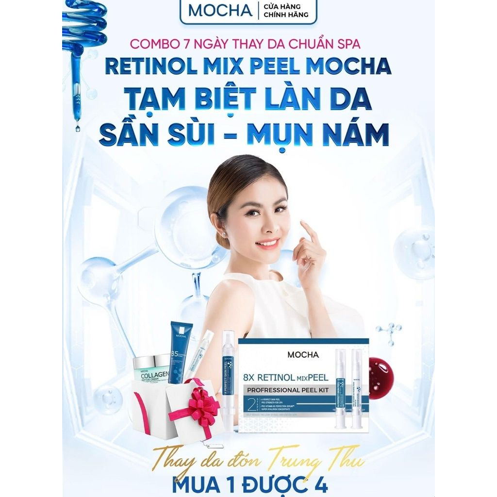 [Chính hãng] Retinol Mix Peel MOCHA Peel da siêu vi tảo 10ml x 2, Skincare Tại Nhà Mua 1 Được 4