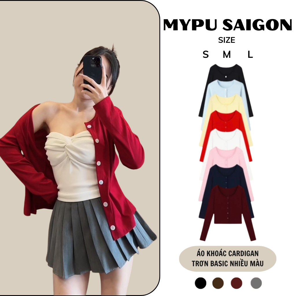 Áo Khoác Cardigan Trơn Nhiều Màu Peonyb Mùa Thu Đông MYPU SAIGON