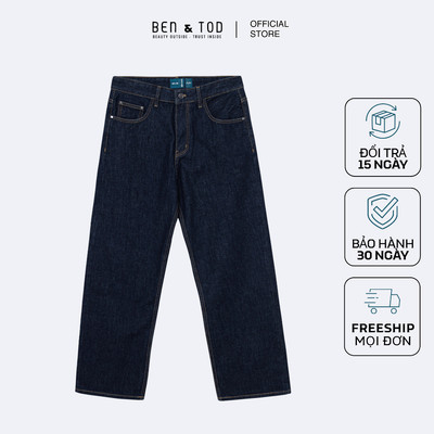 Quần jeans nam Ben & Tod STR2141 BE231 form suông, quần bò form suông, chất jeans dày dặn, đứng form