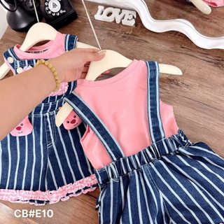 Set yếm kèm áo cho bé gái