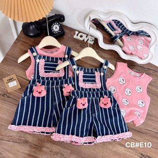 Set yếm kèm áo cho bé gái