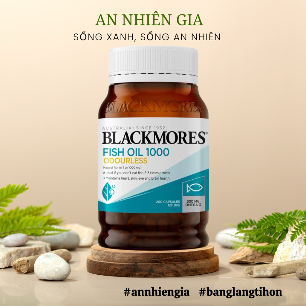 Dầu cá Blackmores Fish Oil odourless 1000mg 200 viên hàng Úc