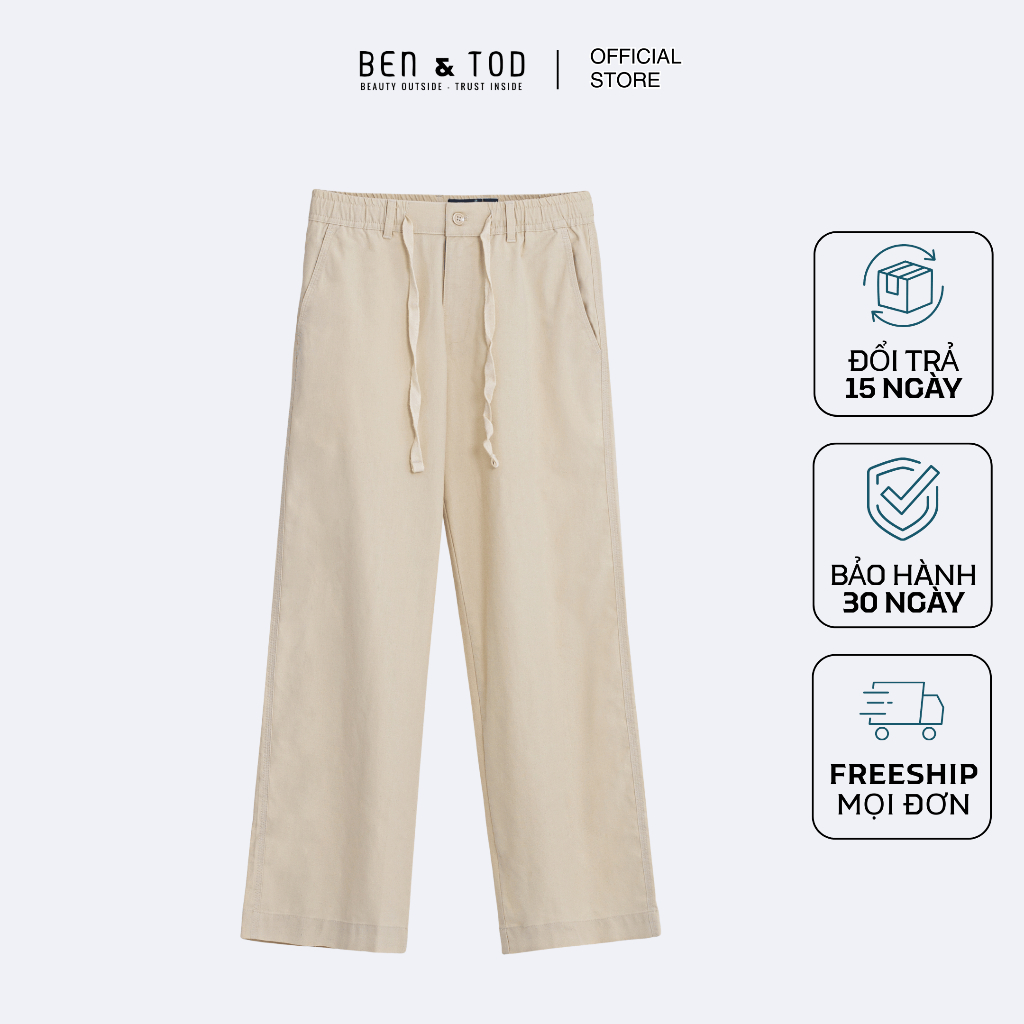 Quần jogger linen nam Ben & Tod RE2250 BD127, quần dài nam chất linen thoáng mát đứng form cao cấp n
