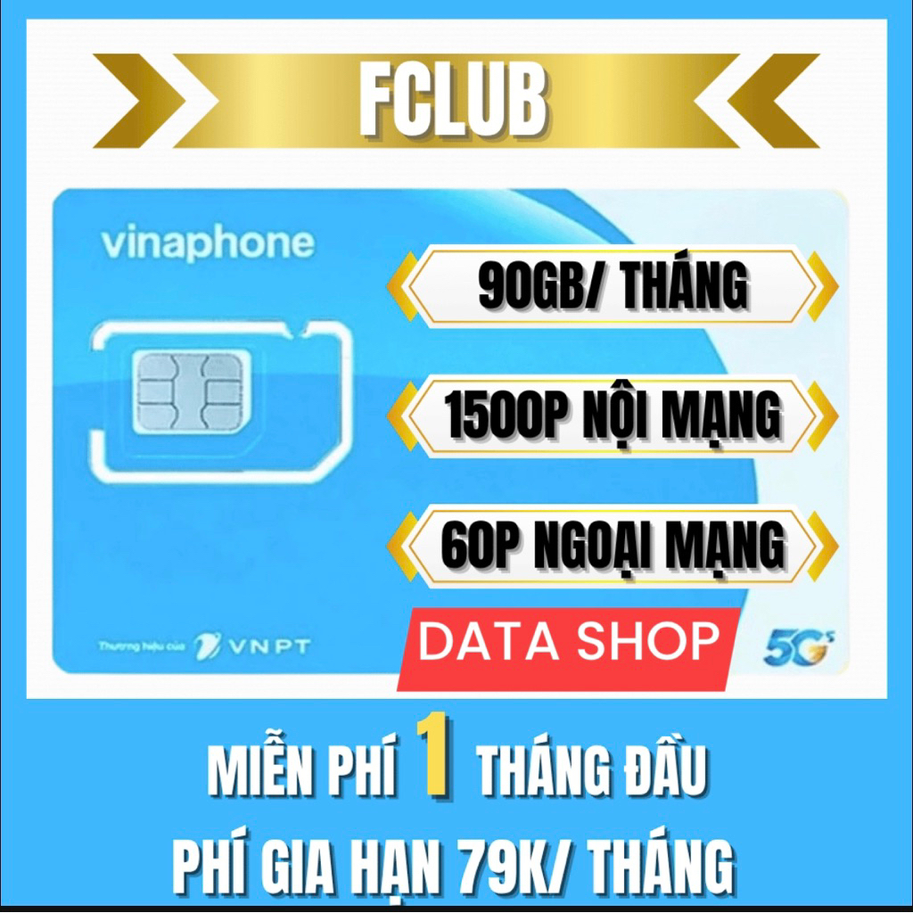 SIM 5G VINAPHONE FCLUB[Free tháng đầu] 3GB/NGÀY + 1500P NỘI MẠNG + 60P NGOẠI MẠNG/SIM CHƯA KÍCH HOẠT
