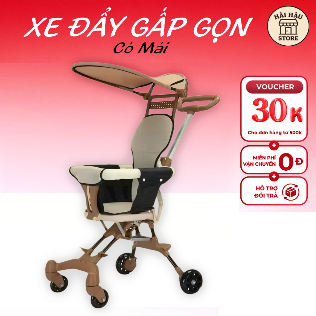 Xe Đẩy Nâng Cấp 2 Chiều, 2 Tư Thế Cho Bé Gấp Gọn Kèm Đệm Và ô che