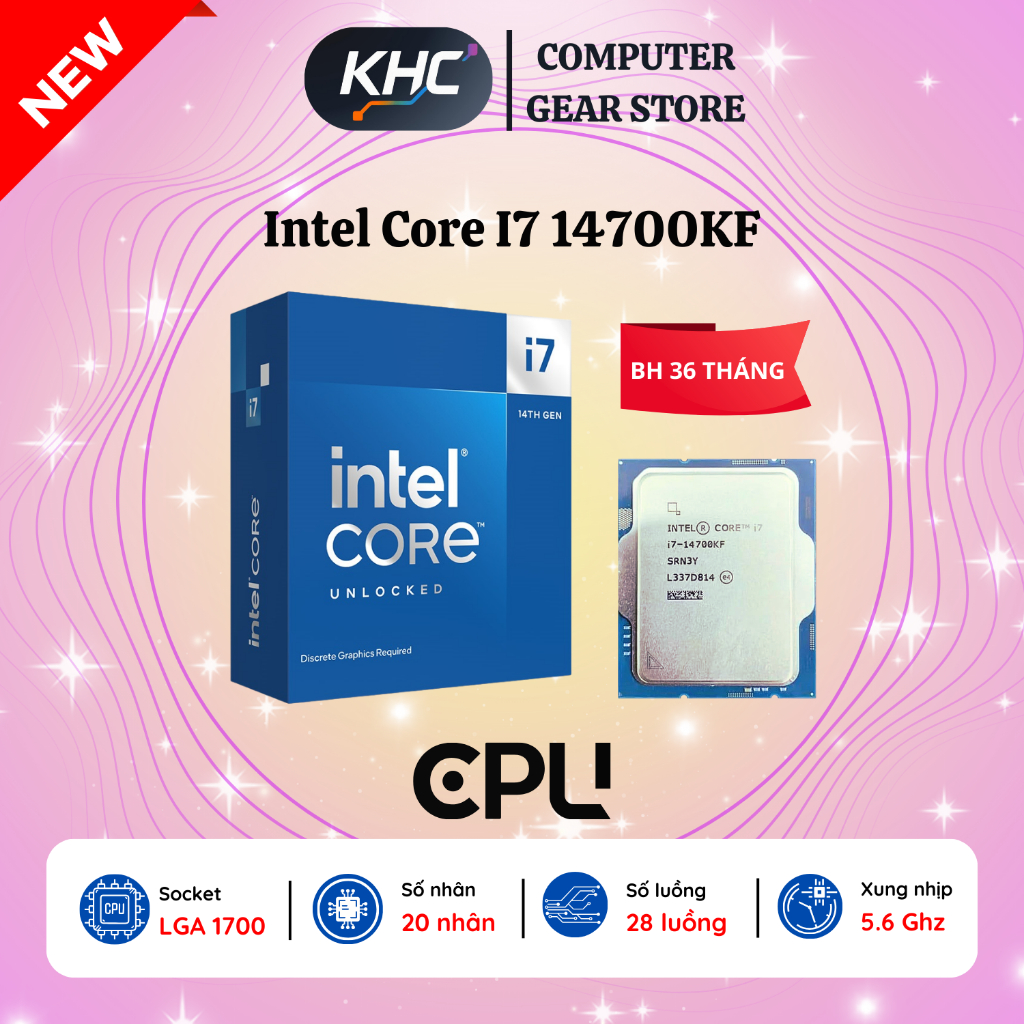 CPU Intel Core i7 12700F/13700F/14700F/12700KF/13700KF/14700KF - Bảo Hành 36 Tháng (Full VAT)