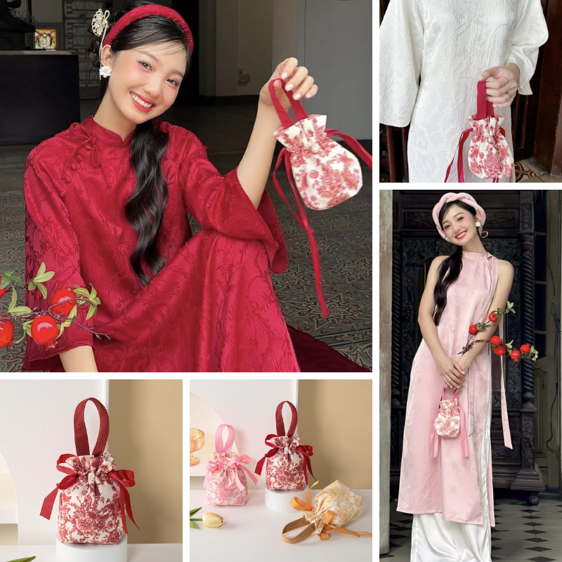( Hỏa Tốc) Túi Vải Cầm Tay Phong Cách INS – Phụ Kiện Chụp Ảnh Áo Dài Tết Nhẹ Nhàng Sang Trọng