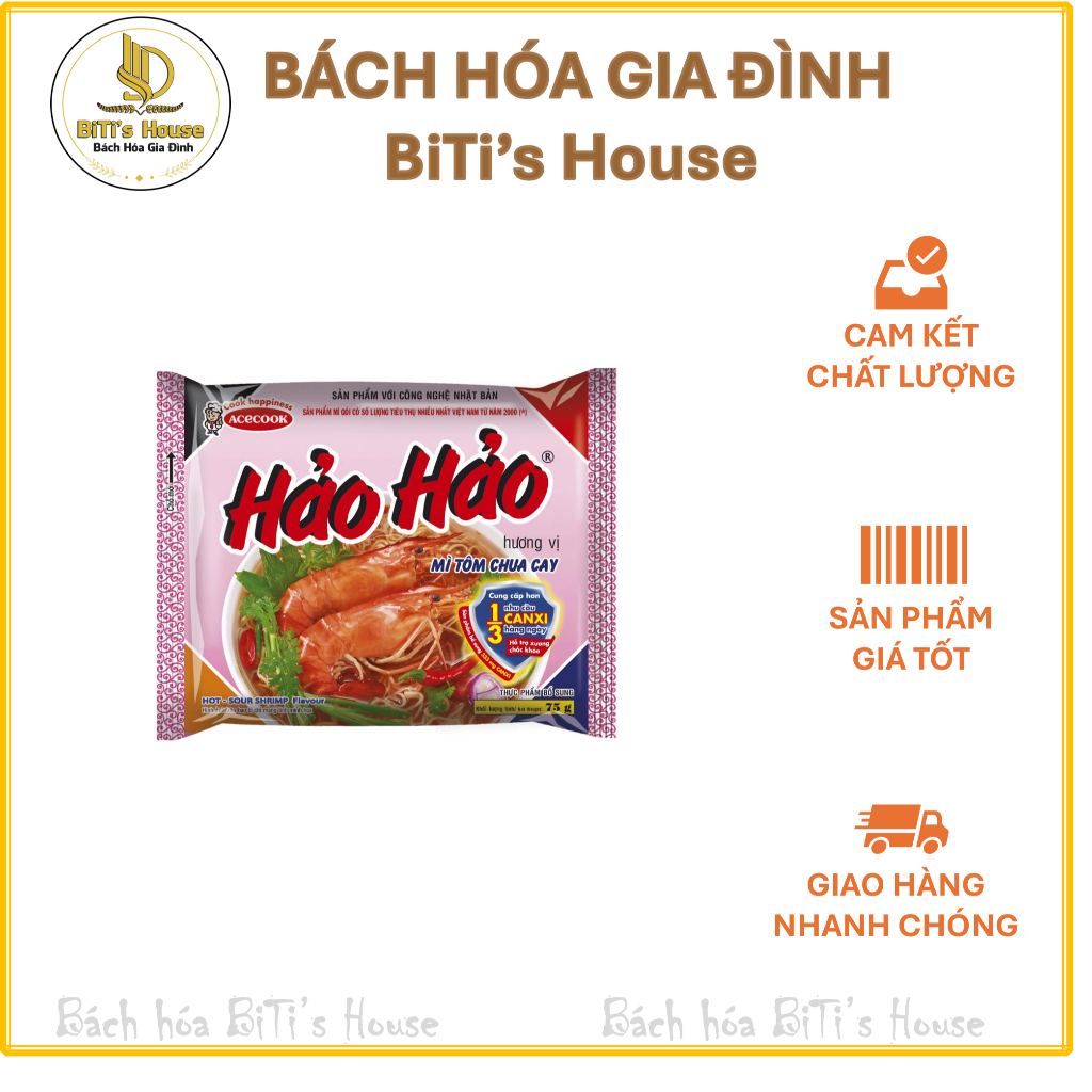 combo 10 gói mì Hảo Hảo tôm chua cay, combo 5 li hảo hảo