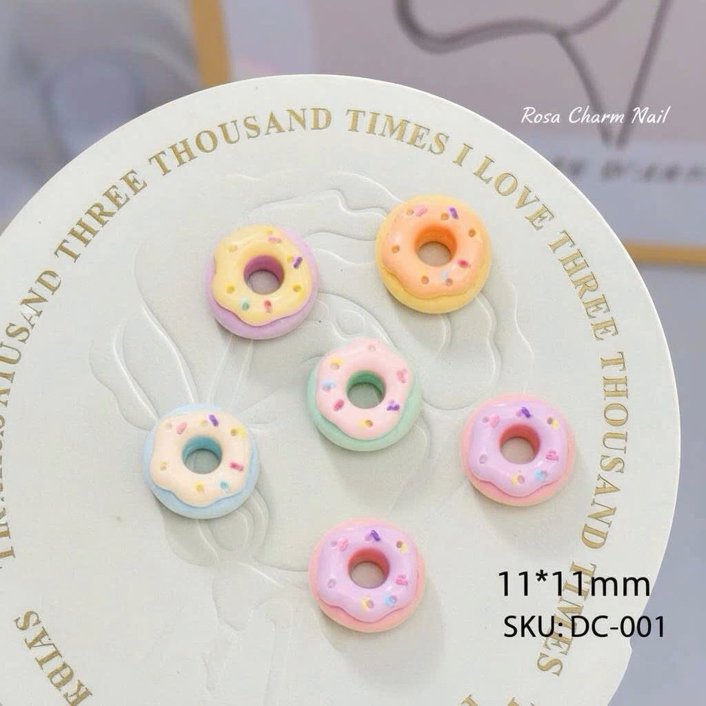 Set 5 charm nail (th75) bánh donut bán rán sticker diy trang trí móng tay - Rosa 6868