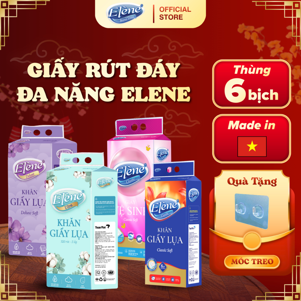 Giấy Rút Đáy Đa Năng Elene 4 Lớp Cao Cấp, Mềm Mịn, An Toàn