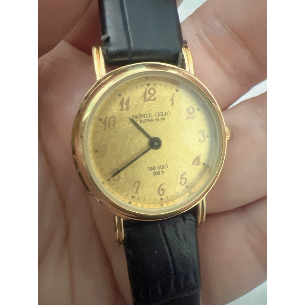đồng hồ nữ hiệu monte celio  fine gold 999.9 quartz