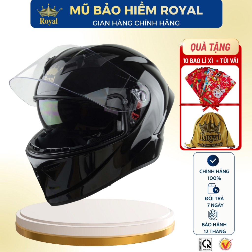 Mũ Bảo Hiểm Fullface Royal M266 Dòng 2 Kính Cao Cấp,  Nón Bảo Hiểm Full Face Đi Phượt Chính Hãng Bảo