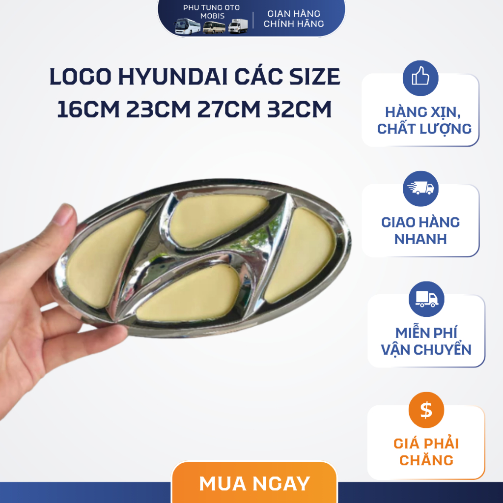 Logo Biểu Tượng Chữ H - HYUNDAI Trang Trí Ô tô COUNTY-ECOUNTY-MIGHTY-HD-UNIVERSE HD320 HD270 HD1000