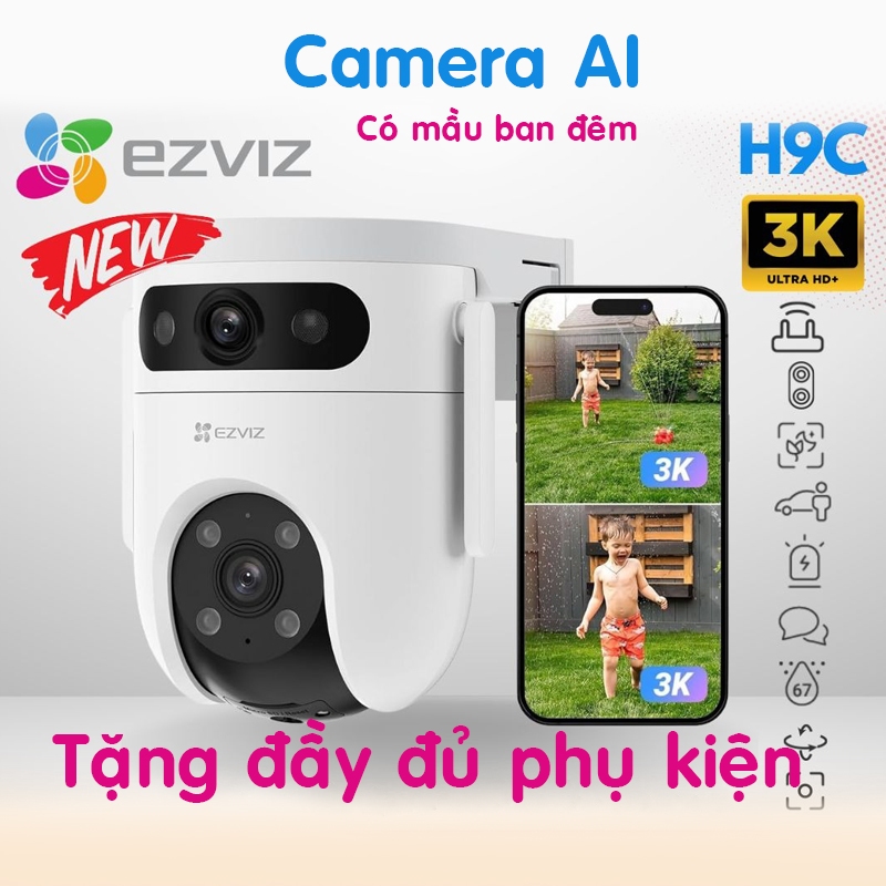 Siêu Phẩm Camera Kép EZVIZ H9c 10MP (Dual 5MP) - 2 Mắt Nhìn Cùng Lúc, Zoom Kép, AI Thông Minh - Hàng