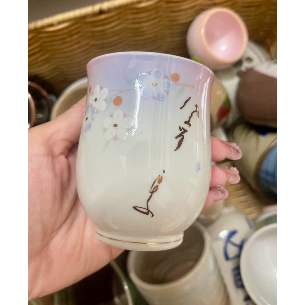 HANA HOUSE- Cốc gốm uống nước/uống trà/trồng sen-ly gốm mộc 2hand Nhật