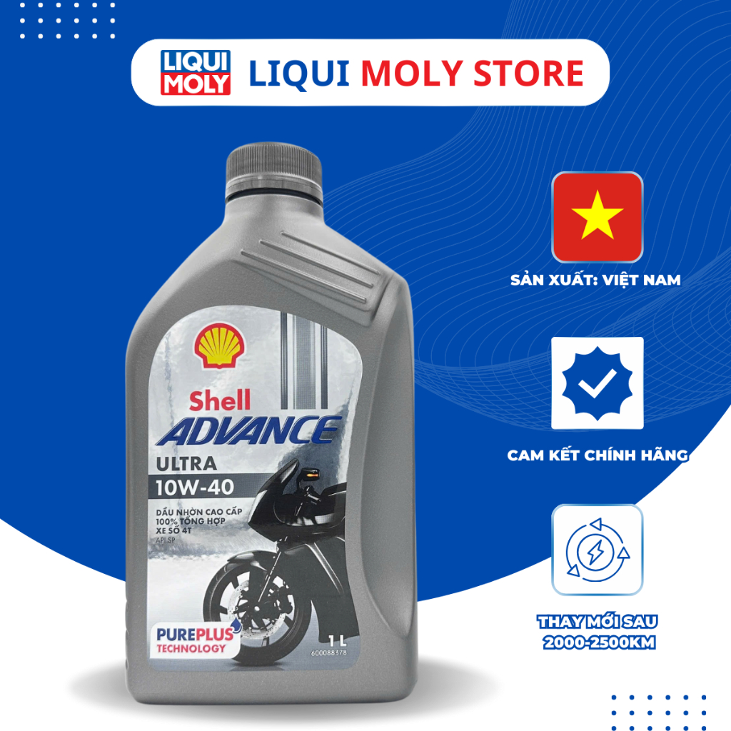 Shell Advance Ultra 10W40 nhớt tông hợp cao cấp dành cho xe số, côn tay - Sản xuất tại Việt Nam