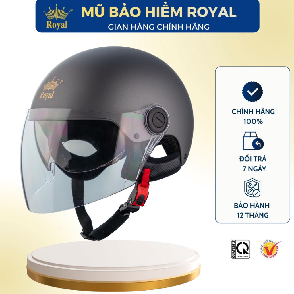 Mũ Bảo Hiểm Royal Chính Hãng M163K 2 Kính Cho Nam Nữ, Nón Bảo Hiểm Royal M162 1 Kính Âm Đen Hợp Nam Nữ Bảo Hành 12 Tháng