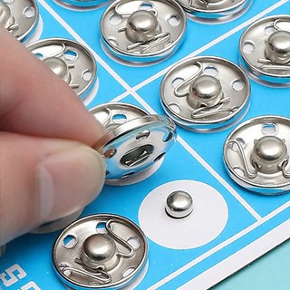 Cúc bấm kim loại ẩn 10mm (cúc mẹ + cúc con) – vỉ 50 cúc – dùng cho quần áo, đồ em bé