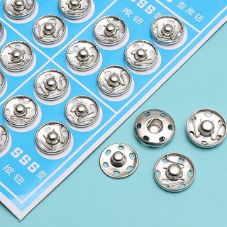 Cúc bấm kim loại ẩn 10mm (cúc mẹ + cúc con) – vỉ 50 cúc – dùng cho quần áo, đồ em bé