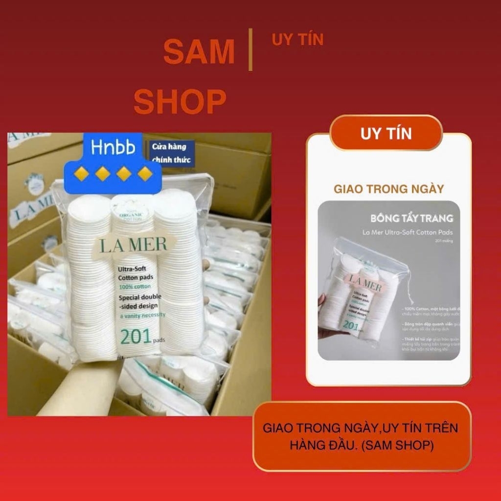 Bông Tẩy Trang Lamer 201 Miếng 100% Cotton, Bông Tẩy Trang Lamer 120 Miếng, Lamer 60 Miếng