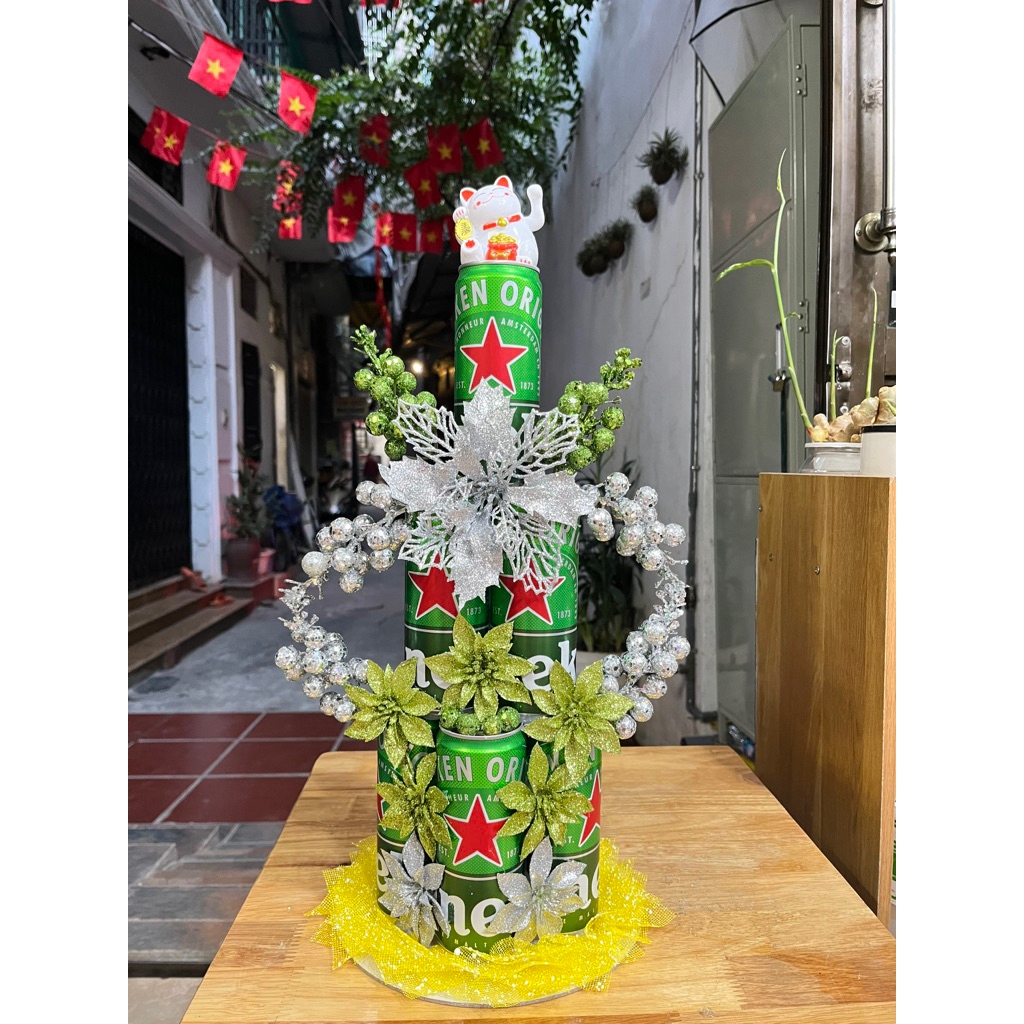 Tháp bia ken 3 tầng mèo thần tài