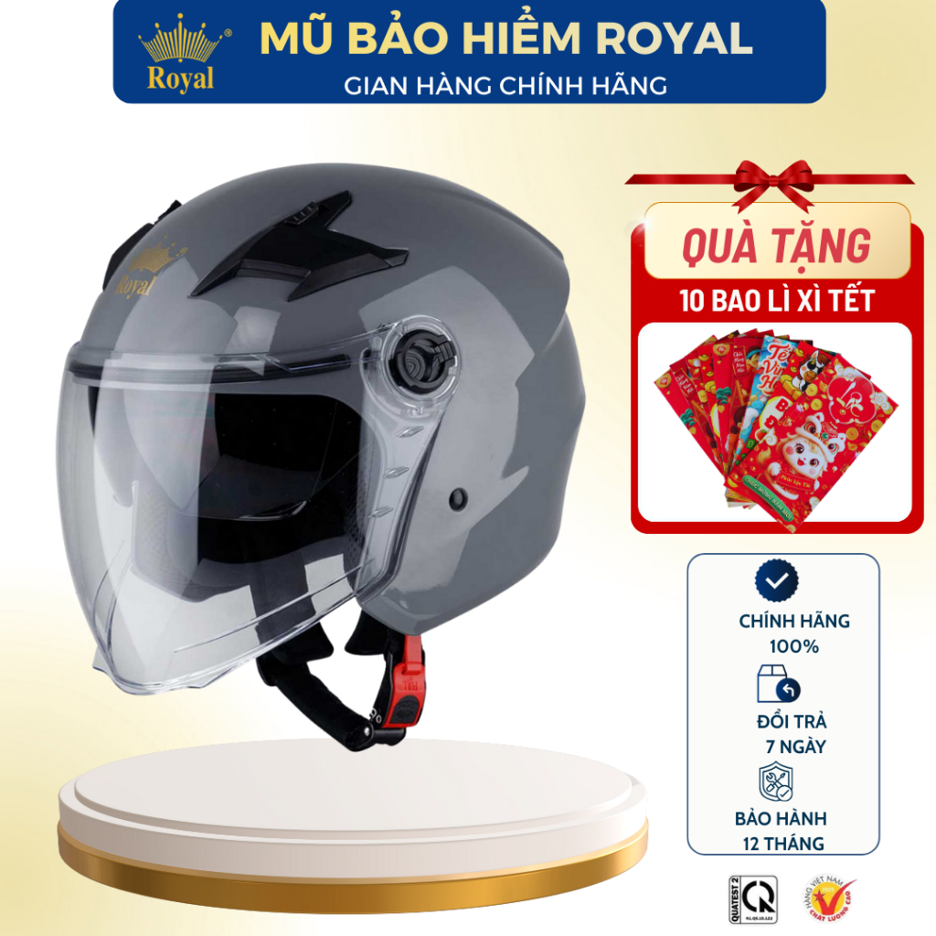 [NHÀ MÁY] Mũ Bảo Hiểm 3/4 Royal M268 Loại 2 Kính Cao Cấp, Nón Bảo Hiểm Royal 3/4 Nam Nữ Bảo Hành 12 