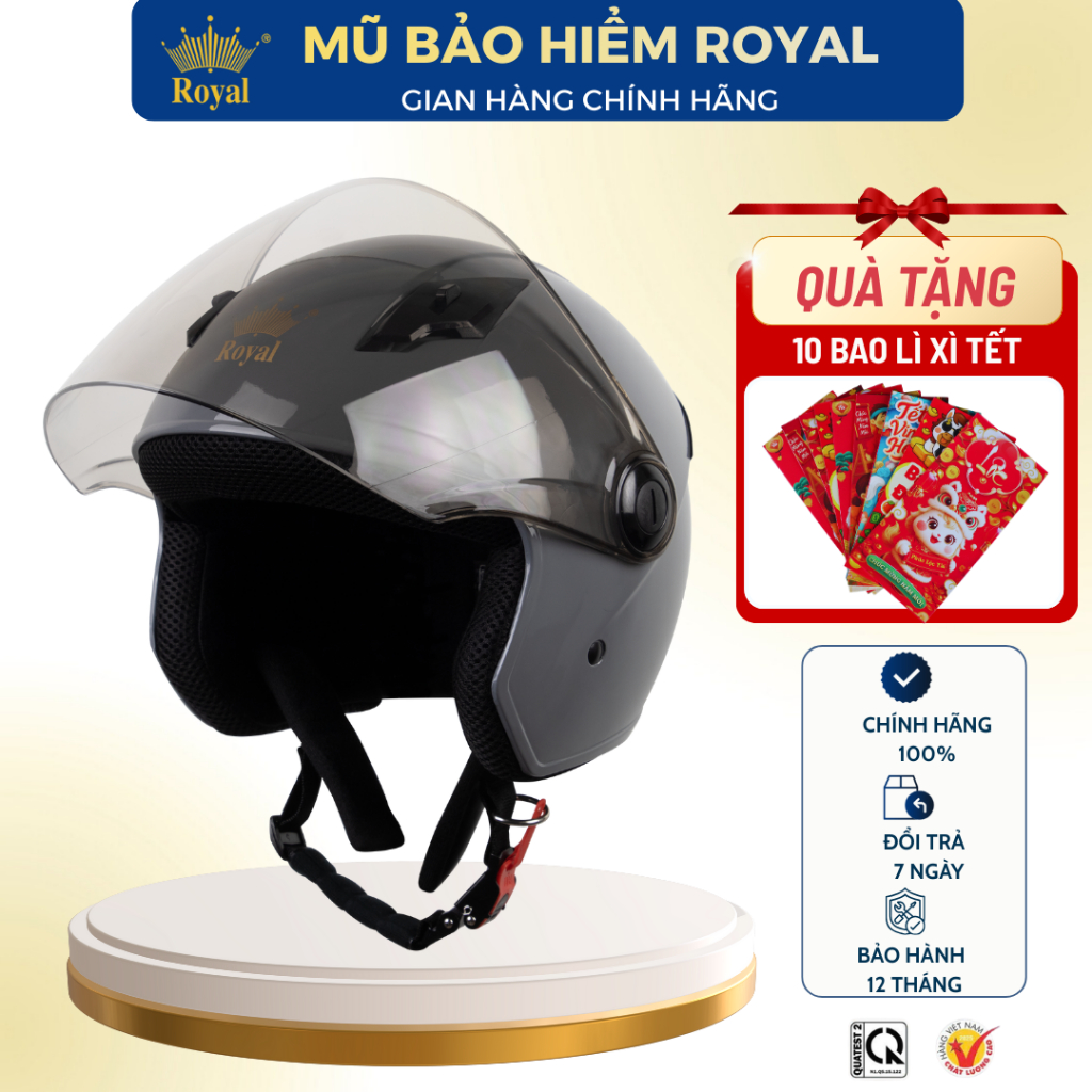 [NHÀ MÁY] Mũ Bảo Hiểm 3/4 Royal M134C Có Kính Chắn Gió, Nón Bảo Hiểm Royal Chính Hãng Bảo Hành 12 Th