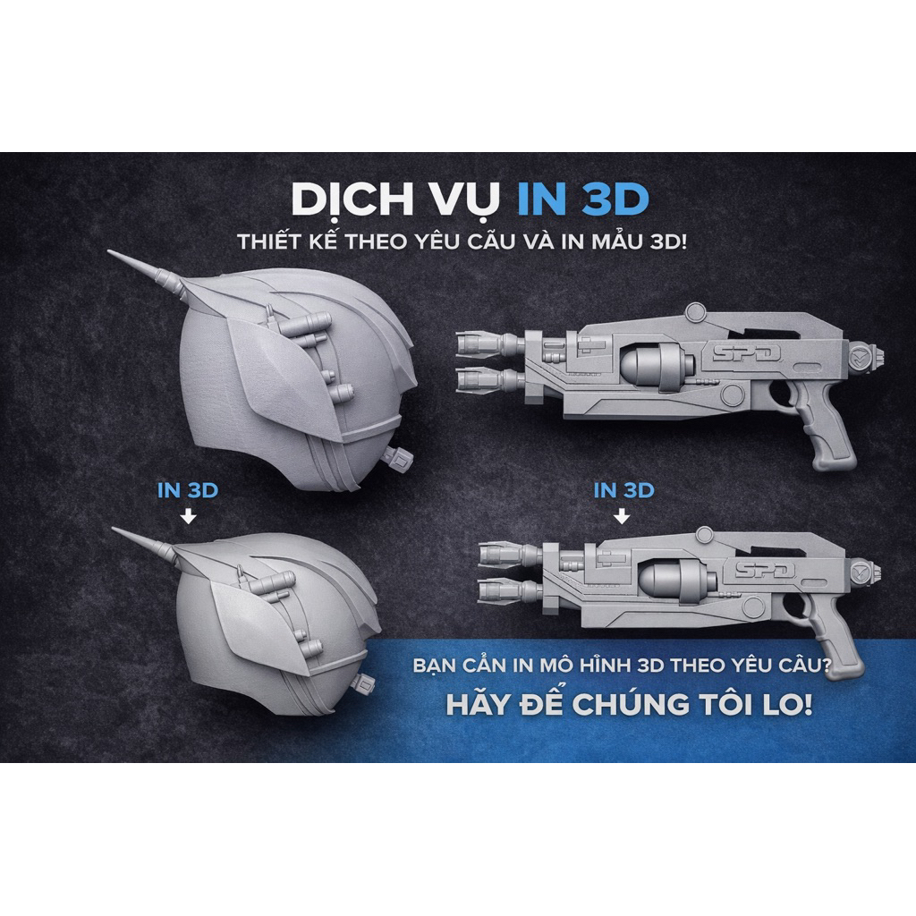 [ Đặt hàng theo đơn yêu cầu] In 3d  theo yêu cầu của bạn cosplay và in 3d  các loại sản phẩm khác.