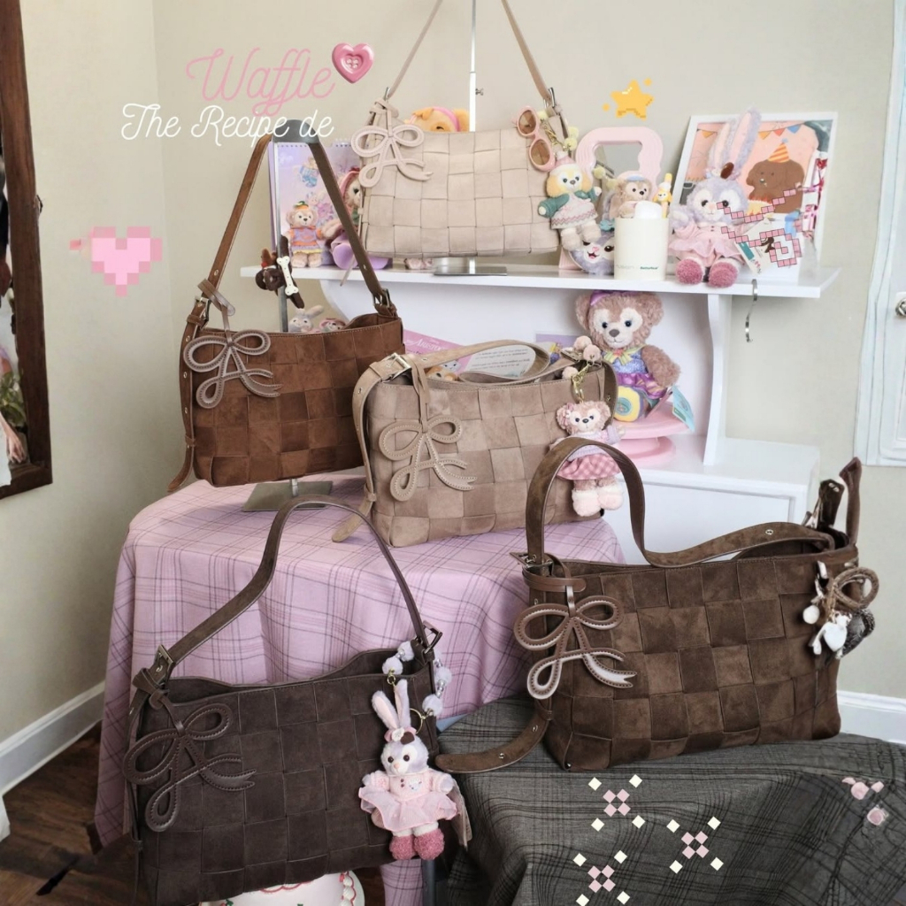 Túi Đeo Vai 8angles Waffle Dệt Thủ Công Size 12.5inch Dây Điều Chỉnh