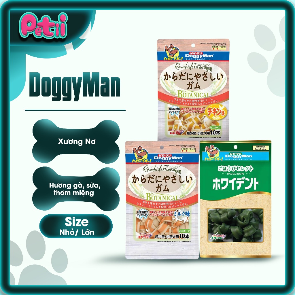 Xương Nơ Doggyman Đủ Size Xương Gặm Cao Cấp Cho Chó