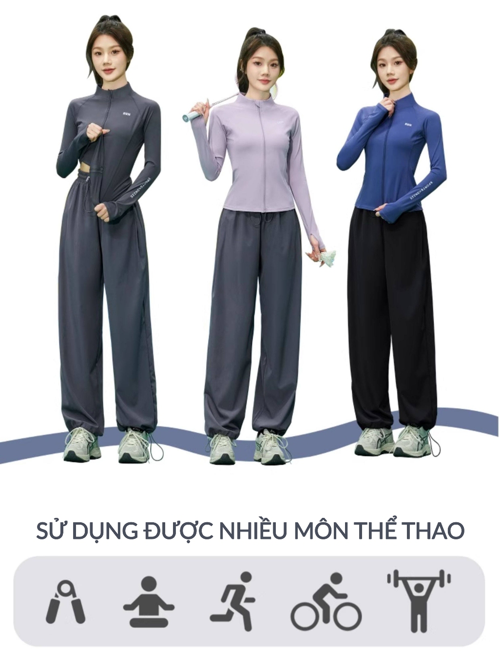 S1083D — Bộ đồ thể thao nữ áo slimfit, quần ống rộng 2
