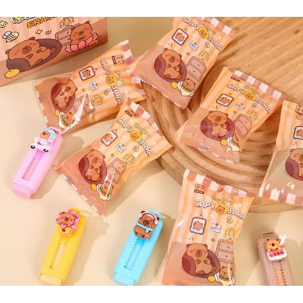 Tẩy bút chì Capybara blindbox, tẩy chì capybara panda dạng trượt