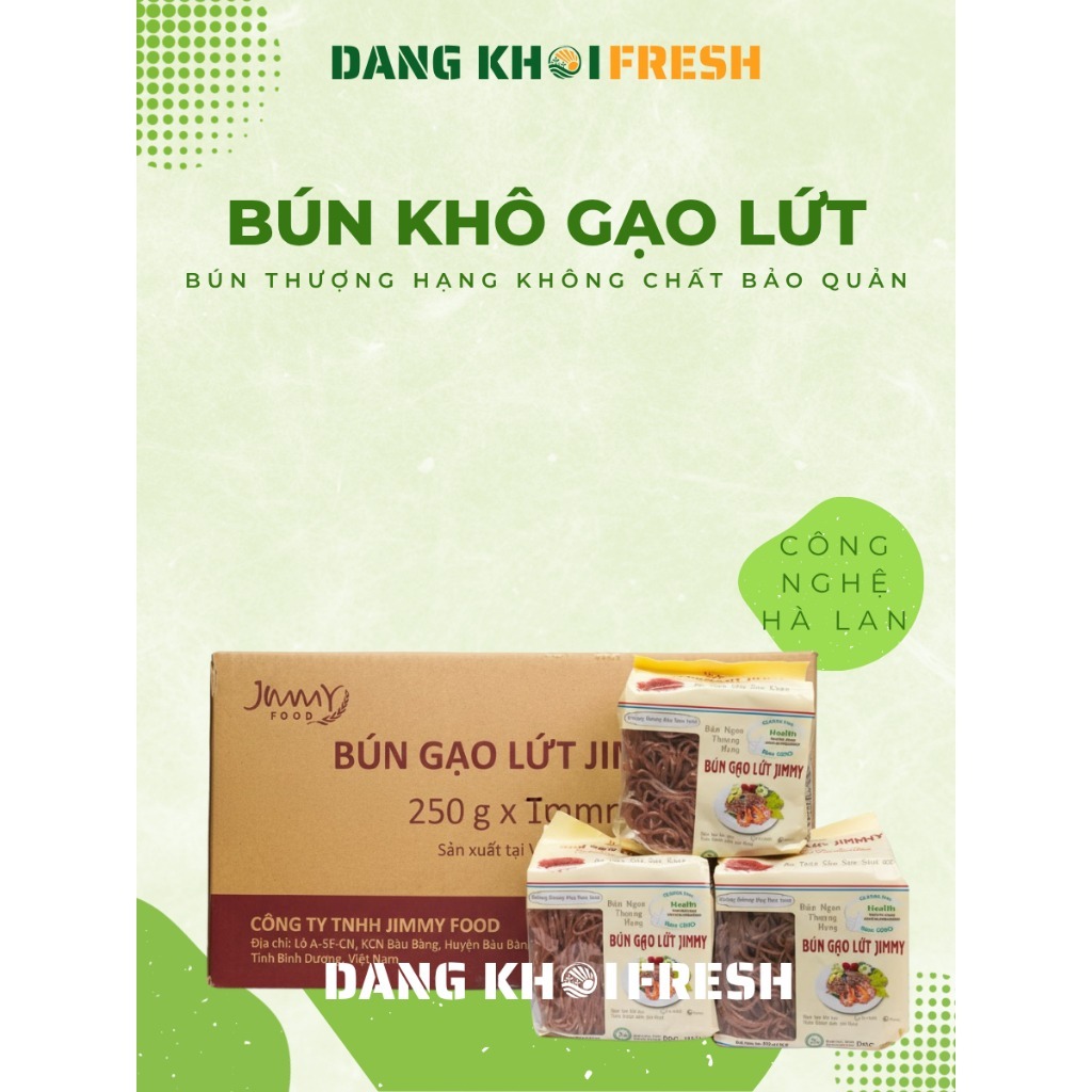 Bún gạo lứt bún gạo khô Jimmy 250gr không hóa chất, không GMO Gluten không tẩy trắng bé ăn dặm