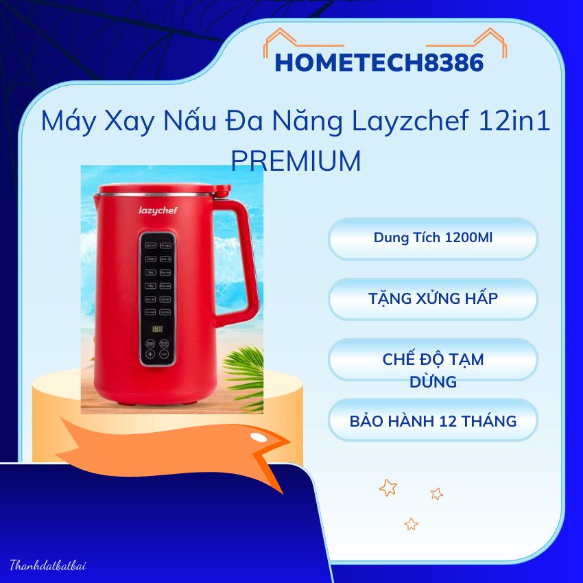 Máy làm sữa hạt đa năng 12in1 LazyChef, nấu cháo, xay sinh tố bảo hành 12 tháng