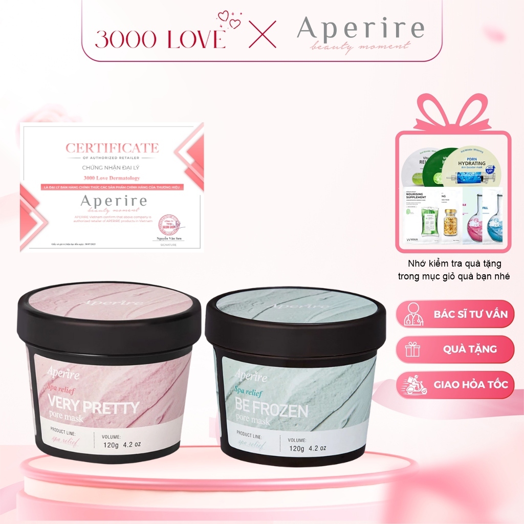 Mặt Nạ Đất Sét Aperire Be Frozen và Very Pretty kiềm dầu, thu nhỏ lỗ chân lông, sáng da - 3000 Love